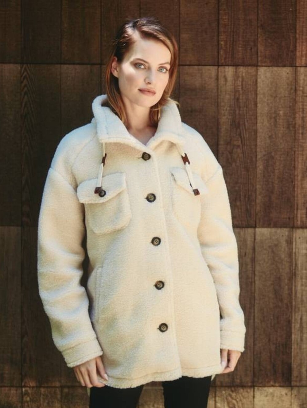 Koolaburra Cream Teddy Sherpa Button-Front Jacket